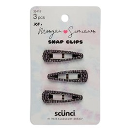 Morgan Simianer Xo Scunci Hair Clips (Small Rhinestone Snap Clips, 3 Ct)