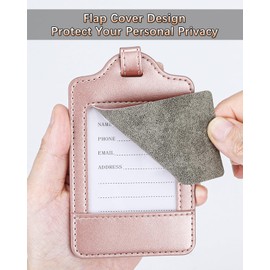 Teskyer Luggage Tags, 3 Pack Premium PU Leather Luggage Tags Privacy Protection Travel Bag Labels Suitcase Tags