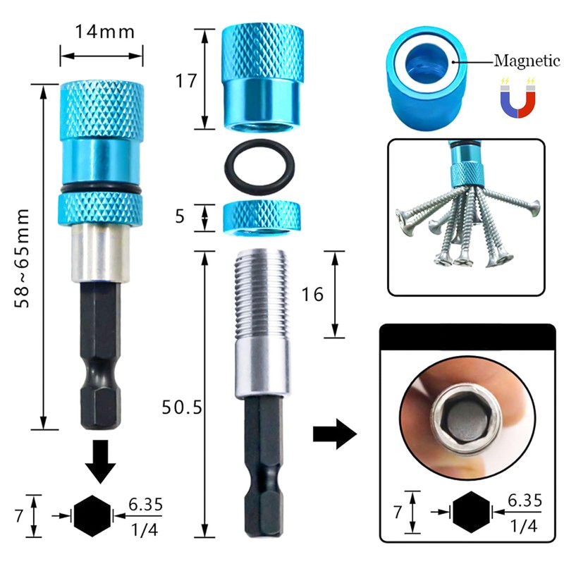 3 Pieces Drywall Bit, Drywall Screwdriver Attachment, Magnetic Quick Change