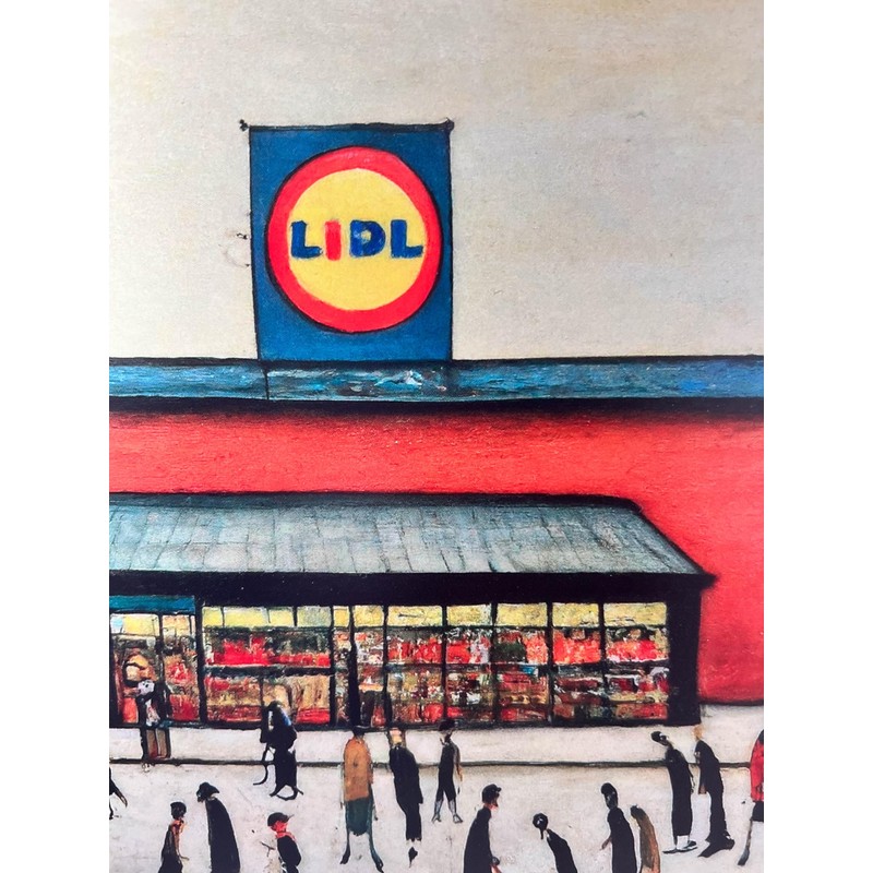 Greetingles Lowry-Style 12"/31cm Square Framed Print. Beautiful Black Ash Frame