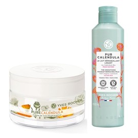 Yves Rocher Set PUR CALNDULA Leche desmaquillante alisante (200 ml)  Crema Facial DaNoche Regeneradora (50 ml)                                        