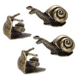 WEBEEDY 4 PCS Brass Snail Figurines 2 Sizes Gold Snail Statue Decor Garden Lawn Brass Mini Animal Ornament Vintage Snail Statues Decorative Table Home Decor Indoor Outdoor Landscape Statue Unique Gift