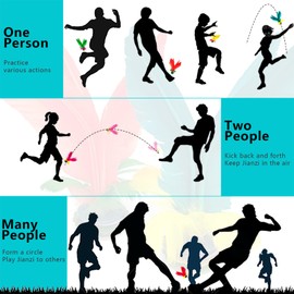 Kick Shuttlecock,Chinese Jianzi,foot Shuttlecock,Feather Football assembled,Colorful Feather Kicking Shuttlecock for Foot Exercise Sports Game，kick feather ball outdoor or indoor,2 pc (GP)