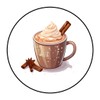 30 hot chocolate cocoa envelope seals, stickers labels, tags, round