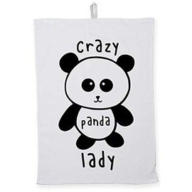 Hippowarehouse Crazy Panda Lady Tea Towel Eco Printed Dish Cloth Kitchen accessory 50cmx70cm 100% Cotton