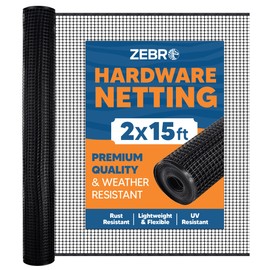 Plastic Hardware Mesh Screen & Fence Roll (2' x 15' - Black) - Indoor or Outdoor Balcony, Patio & Porch Netting - Safety Barrier Plastic Fence to Protect Pets & Kids Around The Home - Zebro