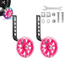 Stabilisers for Childs Bike, 2 Pack Flash Training Wheels for Kids Bike Stabilisers for Kids Bike 12 14 16 18 20 Inch Single Speed Bike, Kids Stabilisers for Bikes, Kids Bicycle Stabilisers, Pink