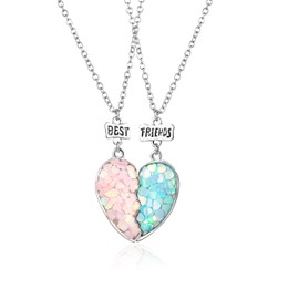 Set of 2 Friendship Necklaces for Children Girls Couples, Confetti Women's Necklace Pendant Friendship Chains Hasl Chain Jewellery Gifts for BFF Best Friends Sisters Mother Daughter Birthday,