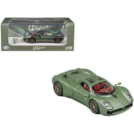 DCD Pagani Utopia Green Metallic 1/64 Scale Diecast Model Car CM Model for Collection or Display with Functional Wheels