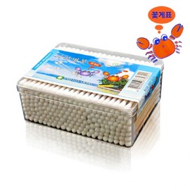 Crab Brand Square Cotton Swabs 200P Premium Hygienic Wooden Ear Cleaning Sticks Ear Pick 5ea