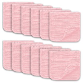 Ease Cubs Muslin Burp Cloths Large 100% Cotton Hand Washcloths for Boys & Girls, Baby Essentials Extra Absorbent and Soft Burping Rags for Newborn Registry (Pink, 12-Pack, 20" X10")