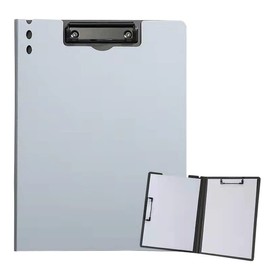 ZMREN Clipboard, A4 Plastic Clipboards with Double Clip, Standard A4 Letter Size Clipboards, Suitable for Office Workers, Students, Teachers (31.5 cm x 22.5 cm) - Silver Grey
