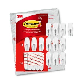 Command® Medium Wire Hooks, 13 Hooks, 16 White Adhesive Strips, Damage Free Hanging Picture Hangers, No Tools Wall Hanging Strips for Living Spaces
