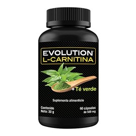 EVOLUTION, L-Carnitina, Suplemento Alimenticio, Antioxidante, Sin Gluten, Sugar Free, Pre Workout, Sin Sabor, 30 Cpsulas, 500mg por Cpsula            