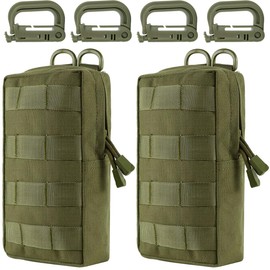 MUCHER 2 Pack Molle Bag Tactical Waist Bags EDC Utility Bum Bag Waist Bag with 4 Hooks Backpack Additional Pockets for Outdoor Hiking Hunting Camping Training, Army Green, School bag set