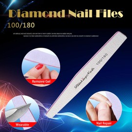 Nail Files and Buffers 100/180 Grit Professional Nail Files for Natural Nails,Double Sides Washable Block Disposable Nail Files for Acrylic Nails-10pcs/pack
