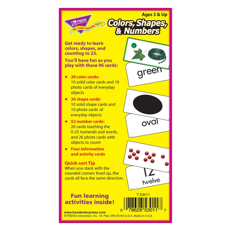 Colors, Shapes, and Numbers Skill Drill Flash Cards