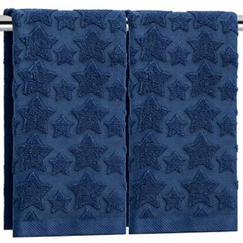 JarThenaAMCS 2Pcs Patriotic Hand Towels 3D Americana Blue Stars 4th of July Bath Towel Jacquard Cotton Bathroom Towel for 250th Anniversary Independence Day Kitchen Dish Drying Cleaning Cooking