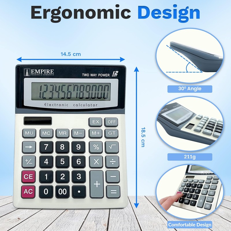 Empire Desk Calculator with Large Key Buttons,12 Digits Calculators Desktop,Desk