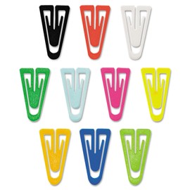 Gem Paper Clips, Plastic, Large (1-3/8"), Assorted Colors, 200/Box (GEMPC0600)
