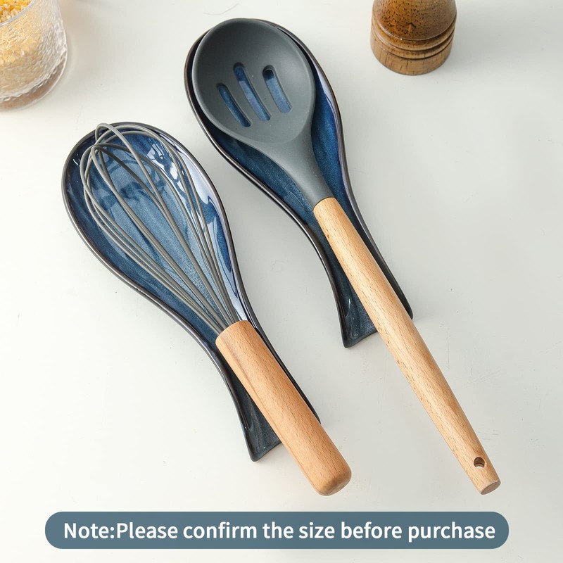Hasense Ceramic Spoon Rest for Stove Top, Porcelain Spoon Holder