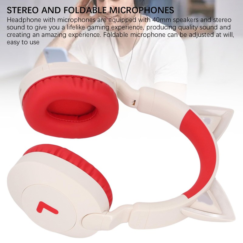 Cat Ear Wireless Headphone with Mic, Volume Control Cat Ear
