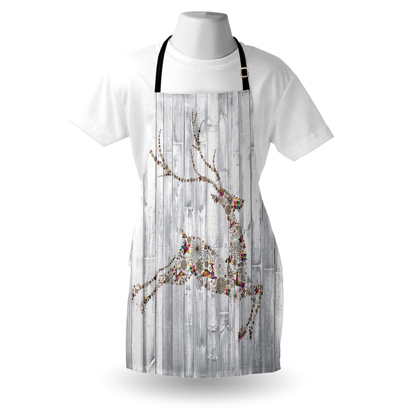 ABAKUHAUS Deer Apron, Xmas Animal Rustic, Unisex Kitchen Bib Apron