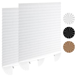 Vomiliku Cordless Temporary Pleated Fabric Window Shades, Light Filtering and Blackout Options Blinds for Indoor Windows, Easy Installation Without Tools Window Blinds, White