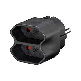 Goobay 51002 Socket Adaptor to 2-Way Euro Socket, Double Plug, Multi Plug, Black
