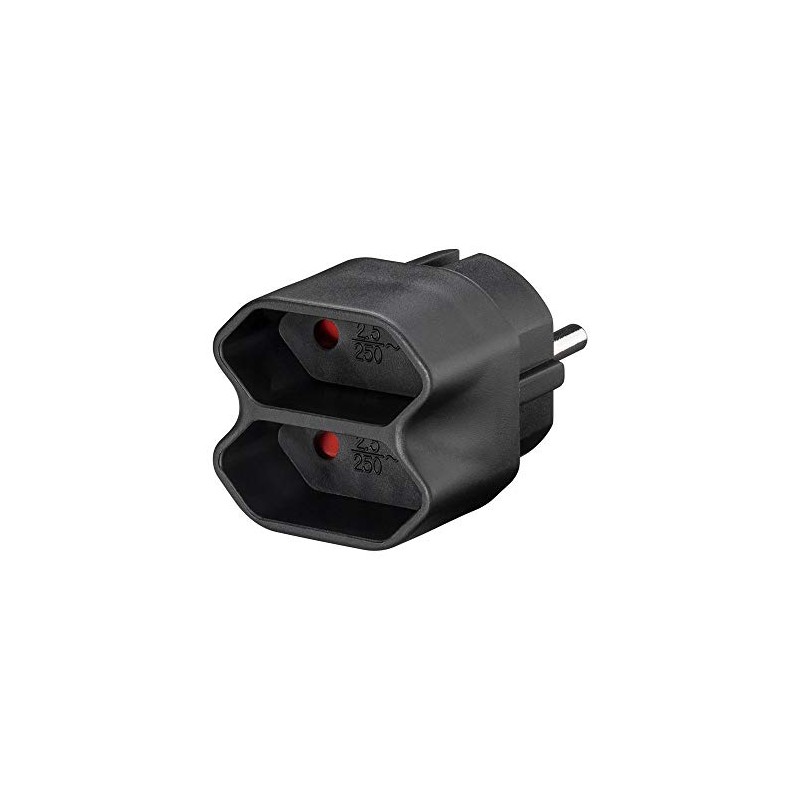 Goobay 51002 Socket Adaptor to 2-Way Euro Socket, Double Plug,