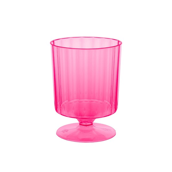 Party Essentials Hard Plastic One Piece 8-Ounce Wine Glasses, Neon Pink, 20 Count (Pack of 1)