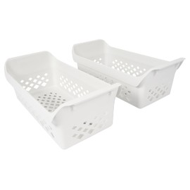 HECASA 2 Pcs 5304512718 Universal White Storage Basket for Frigidaire Chest Freezer Crisper Drawer Accessory ABS Plastic