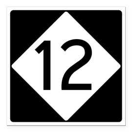 CafePress Route 12 Road Sign Square Car Magnet 3 X 3 Square Car Magnet, Magnetic Bumper Display