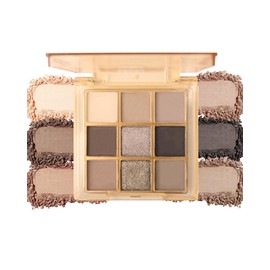 Braune Lidschatten-Palette, 9 Farben, Glitzer & Matt, langanhaltend, wasserfest, hochpigmentiert, metallisch, feine Textur, leicht aufzutragen, natürliches Make-up für Damen, 04