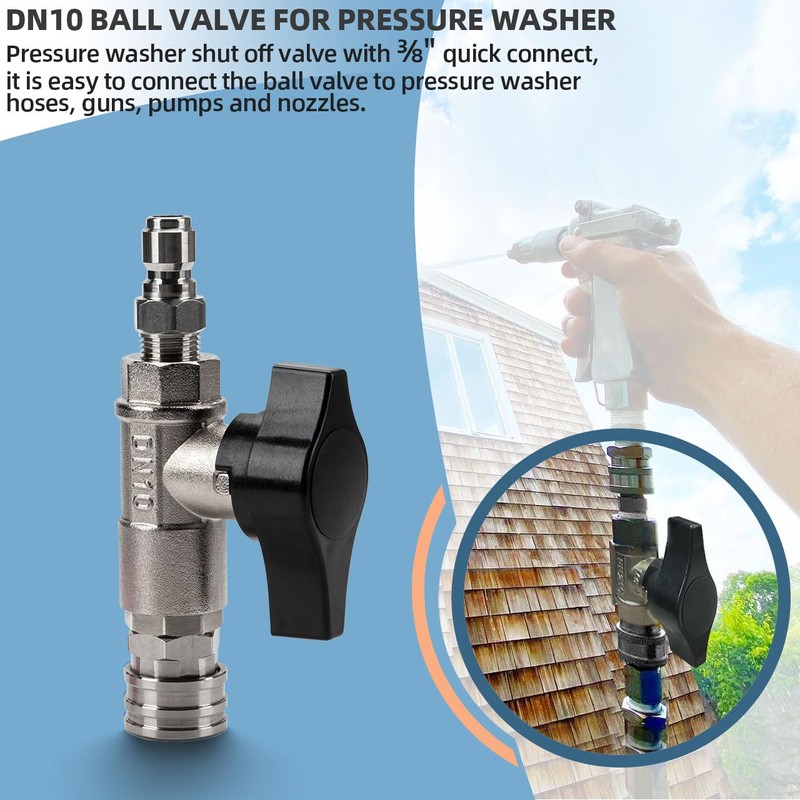 DN10 Ball Valve for Pressure Washer, 3/8" Quick Connect Ball