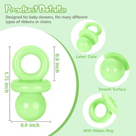 36 PCS Plastic Pacifiers for Baby Shower Game Boy Girl, 1.75 Inch Cute Baby Shower Pacifiers for Decoration DIY, Gender Reveal Table Scatter, Pacifier Hunt Games, Party Favors(Green)