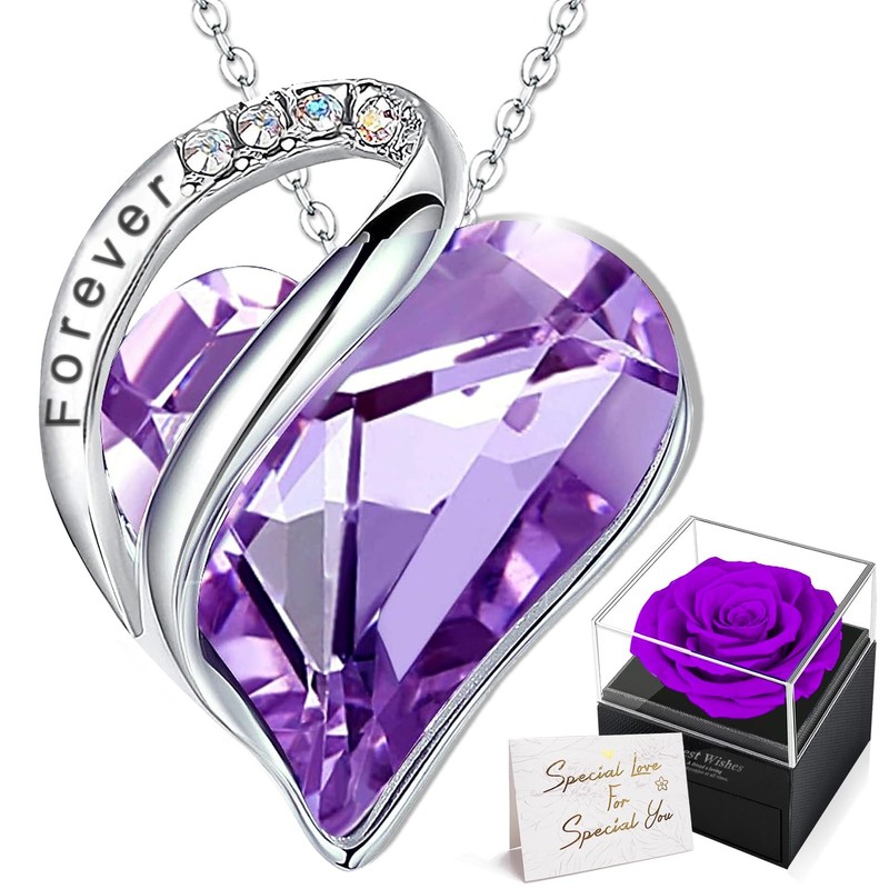 Ewige Rose Box mit Herz Halskette, Upgrade Geschenke für Frauen