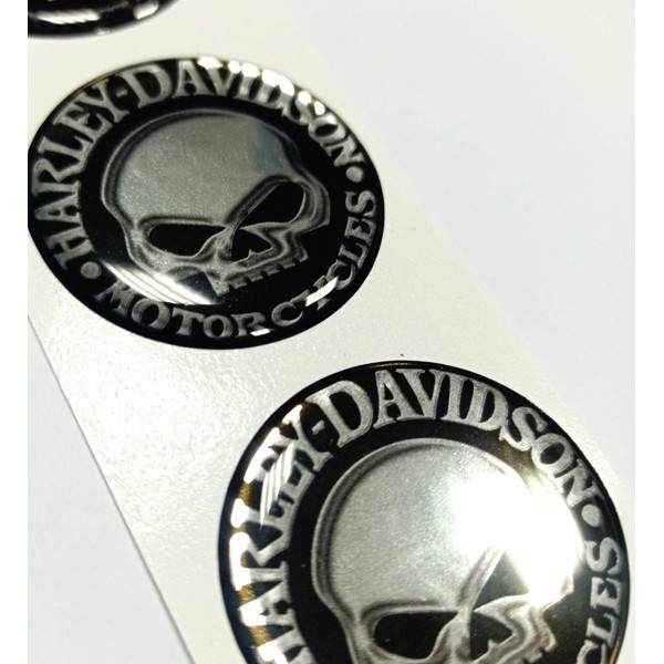 Kit of 3 Resin Skull HD Stickers Compatible with Harley