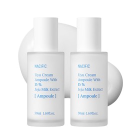 NACIFIC Uyu Cream Ampoule Double Set (50ml1.69fl.oz*2), Milk Jeju Island, 100 hours lasting, Deep Moisture, Ceramide, Niacinamide