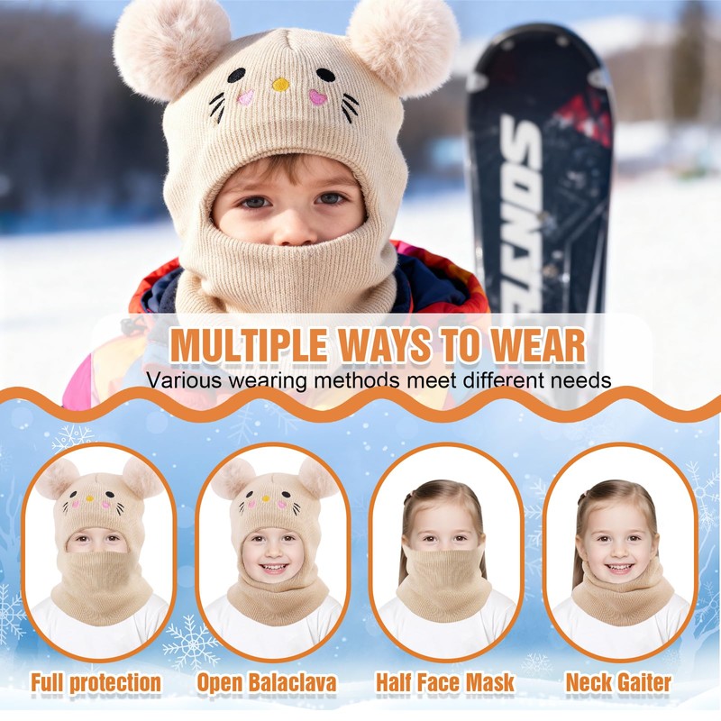 AYPOW Cappello Passamontagna Invernale Caldo per Bambini da 0.5 a