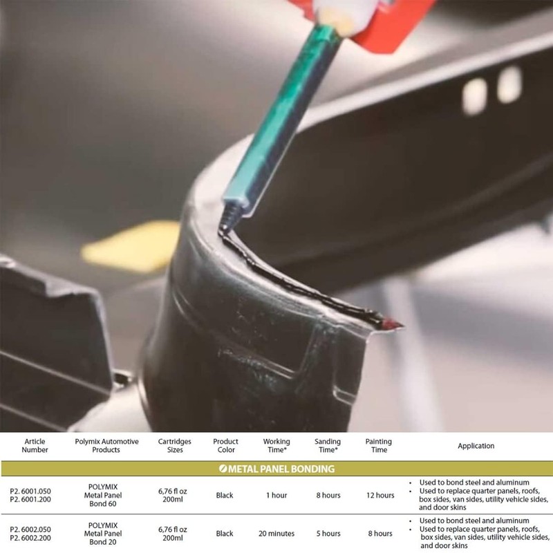 Polymix Metal Panel Bond 60 Adhesive 50ml Cartridge & Two