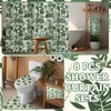 Tatuo 8 Pcs Green Leaf Shower Curtain Set Tropical Jungle