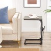 TUTOTAK C Shaped End Table with Charging Station, Side Table