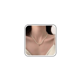 Xduargs Boho Pearl Choker Necklace Vintage Imitation Pearl Necklace Choker Tiny Ball Bead Pendant Necklace Round Strand Pearl Necklace Jewelry for Women and Girls(Silver)