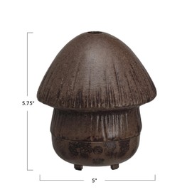 Creative Co-Op Stoneware Mushroom Oil Diffuser with Timer, Brown