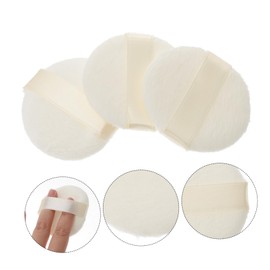 Vaguelly 3 Pcs Ultra Short Plush Powder Puff Soft Fluffy Foundation Sponge for Dusting Comfortable Makeup Applicator with Satin Band