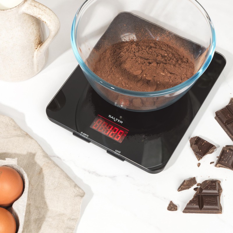 Salter Glass Electronic Digital Kitchen Scale, Black, 10 Kg Capacity