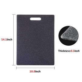 Plastic Chopping Board, Unique Marble Appearance Design TPR Material Dishwasher Safe for Cutting Meat Vegetables Fruits, 14 x 10.8 inch, Black