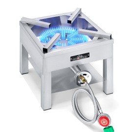 COOKAMP Stainless Steel Burner Propane Burner, 260,000BTU High Pressure Outdoor Propane Cooker, Heavy Duty Gas Burners for Outdoor Cooking For Turkey Fry, Seafood Boil(Stainless Steel) SS1750