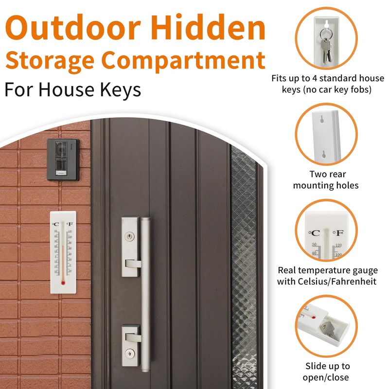 WYZworks Thermometer Hide a Key, Outdoor Hidden Storage Compartment for